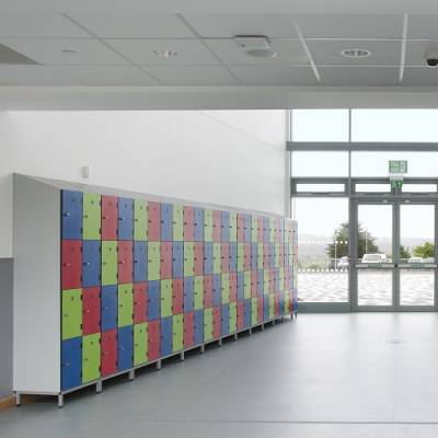 Laminate Overlay Lockers In School Foyer