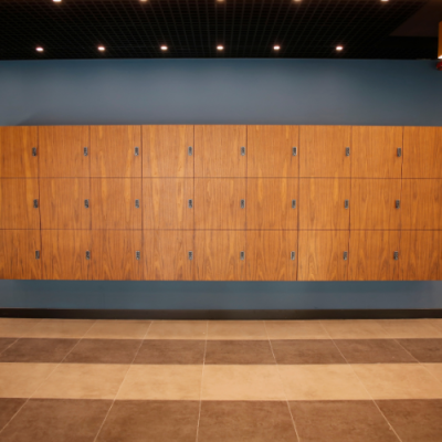 Cherry MFC Lockers Built Into Alcove